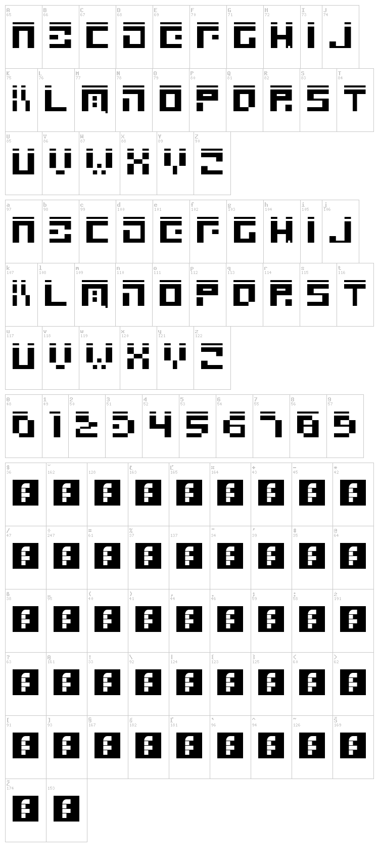 Square 23 font map